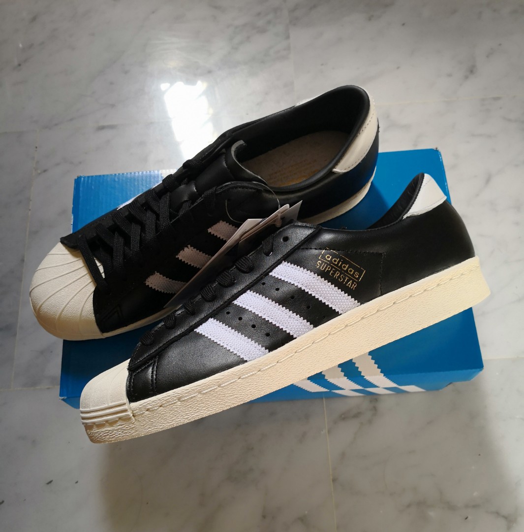 Adidas Superstar OG Black leather us9. 5, Men's Fashion, Footwear, Sneakers  on Carousell