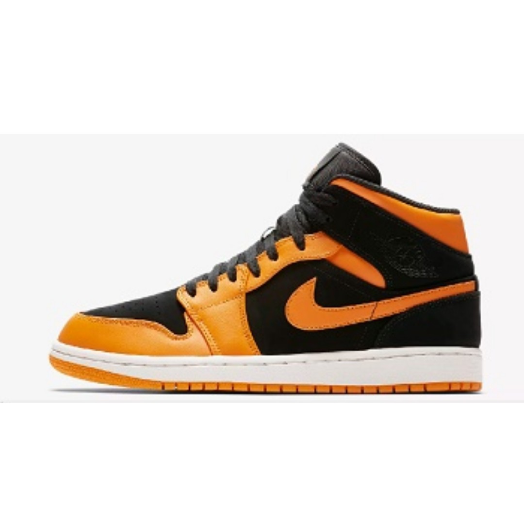 nike air jordan 1 retro mid black orange peel