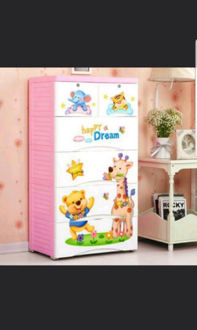 Baby Plastic Wardrobe Closet Cupboard Cartoon Drawers