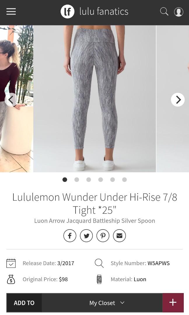 BNWT LULULEMON Wunder Under HR 7/8 Tight Size 12, Women's Fashion