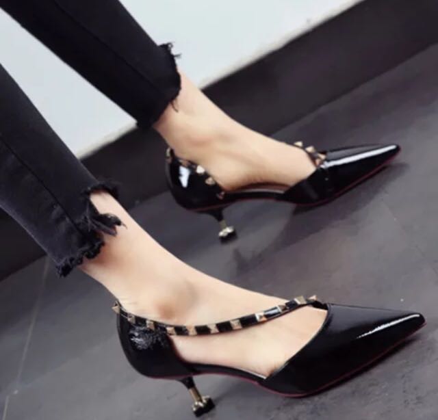 Timeless Pointed Toe Slingback Pumps Studs Comma Heels | Womens fashion  shoes, Heels, Slingback