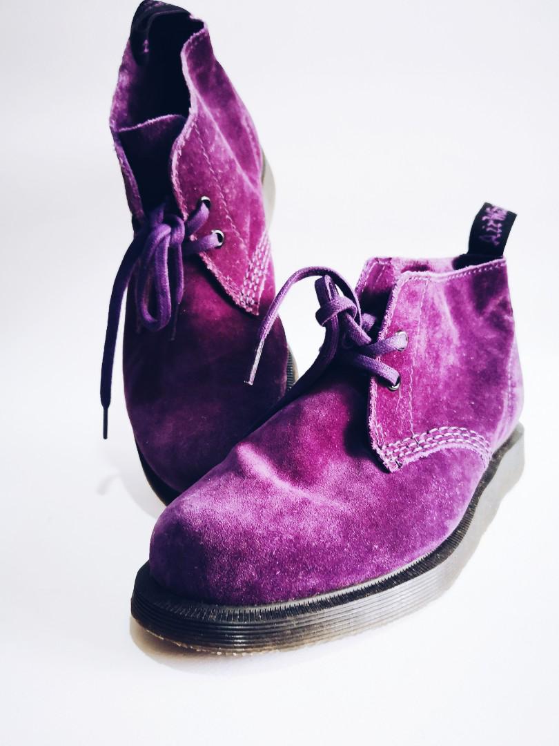 Purple leather booties on sale