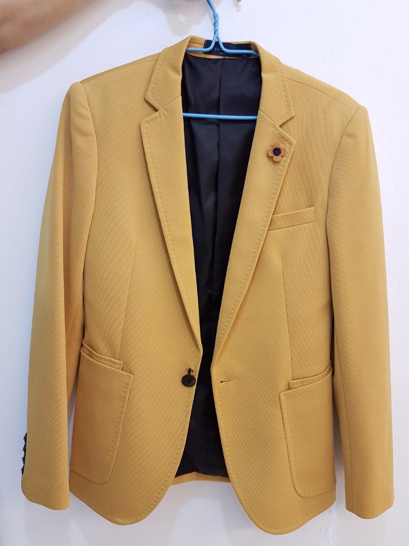 Golden color blazer hot sale