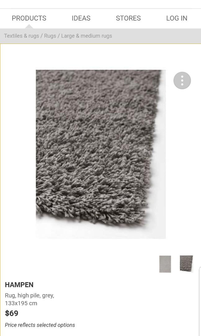 Ikea hampen rug grey, Furniture & Home Living, Home Decor, Carpets