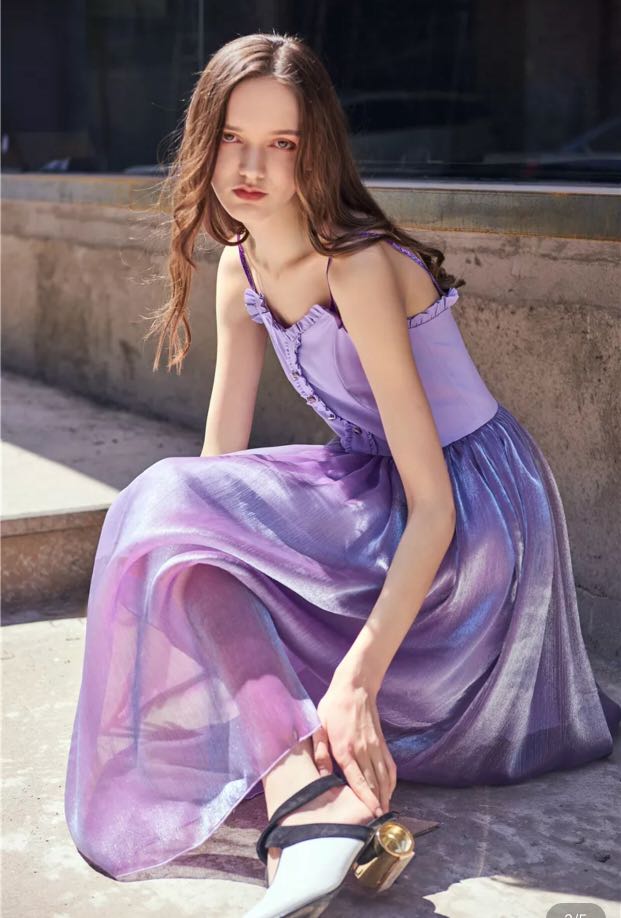 Purple top holographic dress