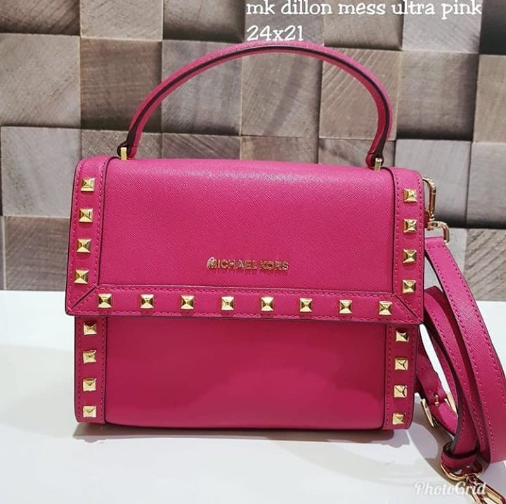 Michael Kors Dillon Studded Satchel Barang Mewah Tas Dompet di