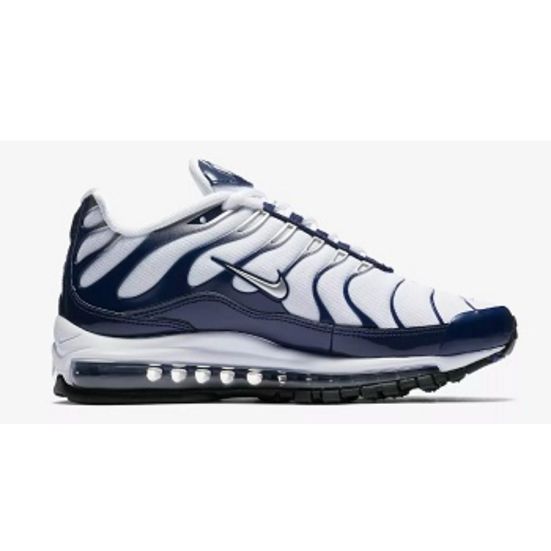 air max 97 plus white navy
