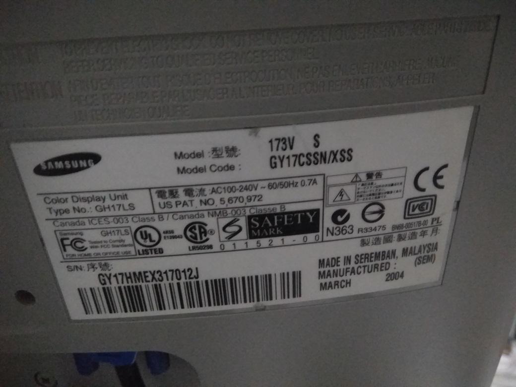 samsung syncmaster 173v lcd monitor