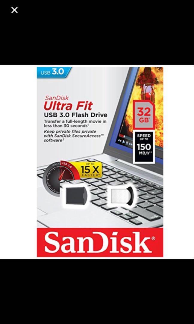Sandisk Ultra Fit 3 0 32gb Usb Flash Drive Electronics Computer Parts Accessories On Carousell