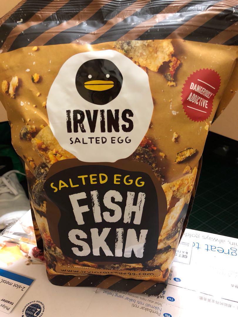 Authentic Irvin Salted Egg Fish Skin 230g, Food & Drinks, Packaged