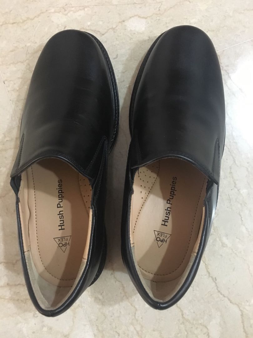 hush puppies black leather shoes size 
