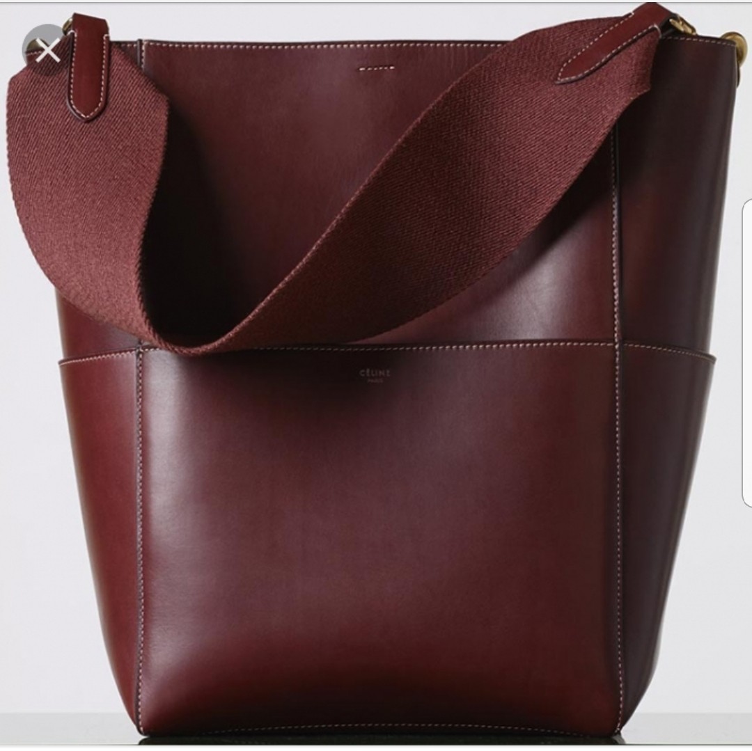 Celine Bucket Bag in Maroon Chic and functional Luxury Bags Wallets on Carousell