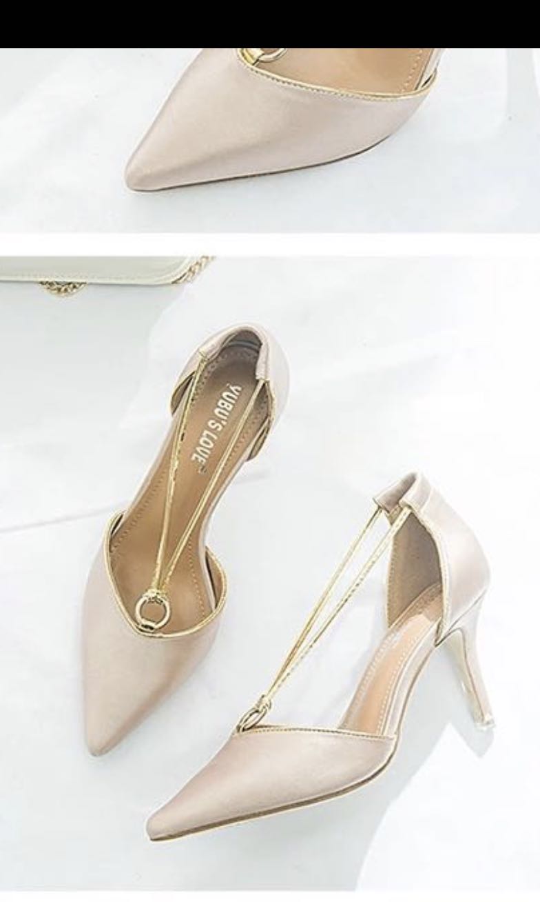 Champagne color heel, Women's Fashion 