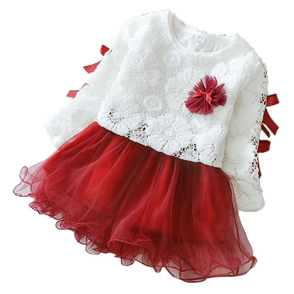 Dresss Tutu 1 2th Lengan Panjang Brokat Pisah Bahan Ramah Bayi Bayi Anak Baju Bayi Di Carousell