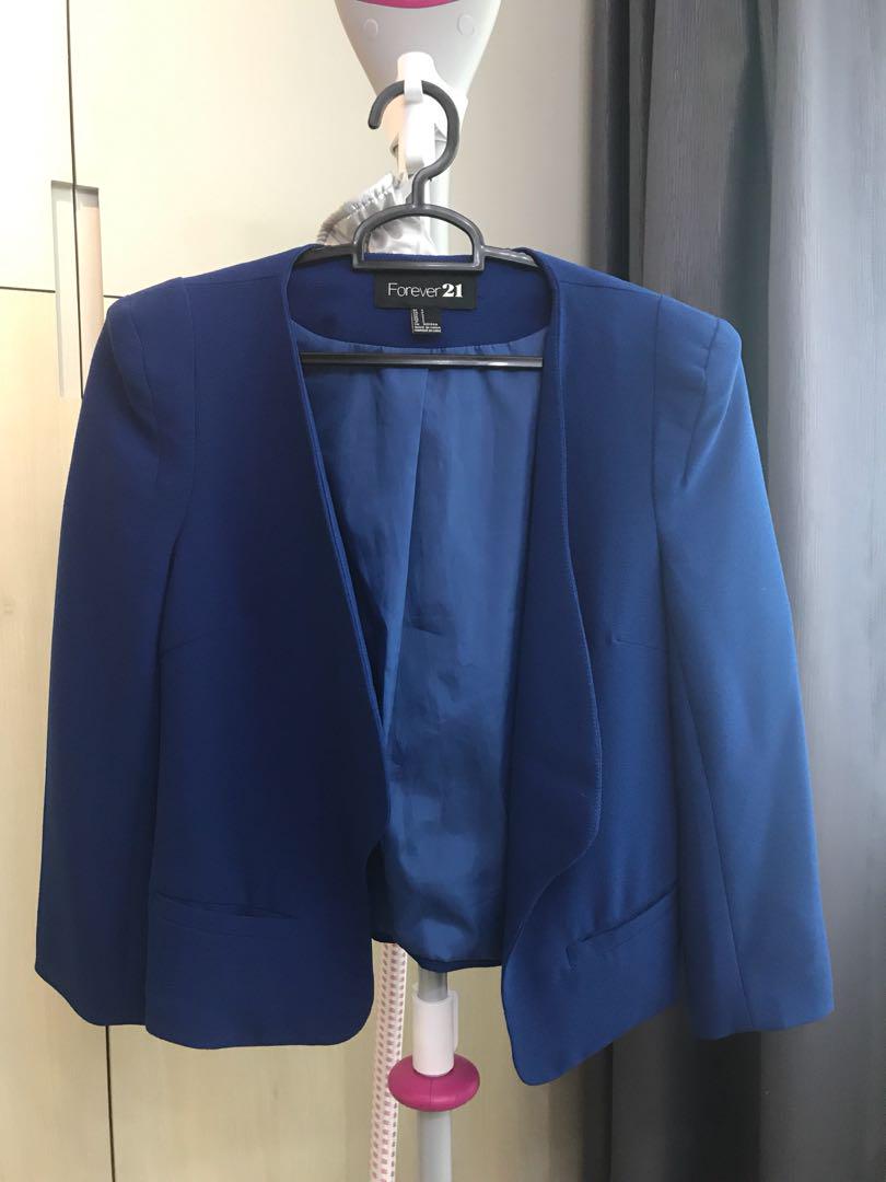 Forever21 Royal Blue Crop Blazer