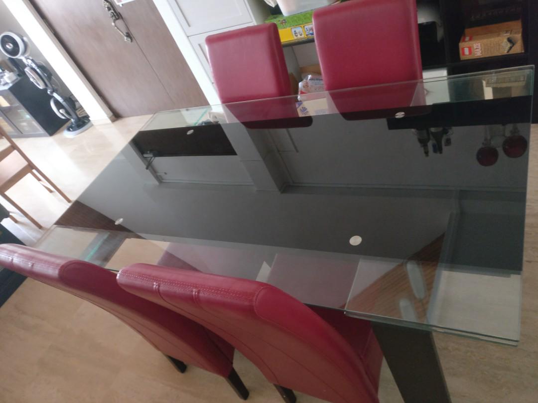 Glass Dining Table Set 4x Chairs Included Furniture Tables Chairs On Carousell