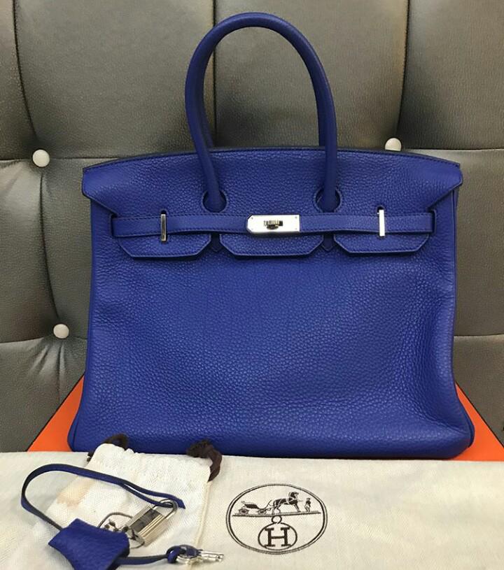 Hermes Birkin Bag 35cm Blue Zanzibar Verso Togo Palladium Hardware