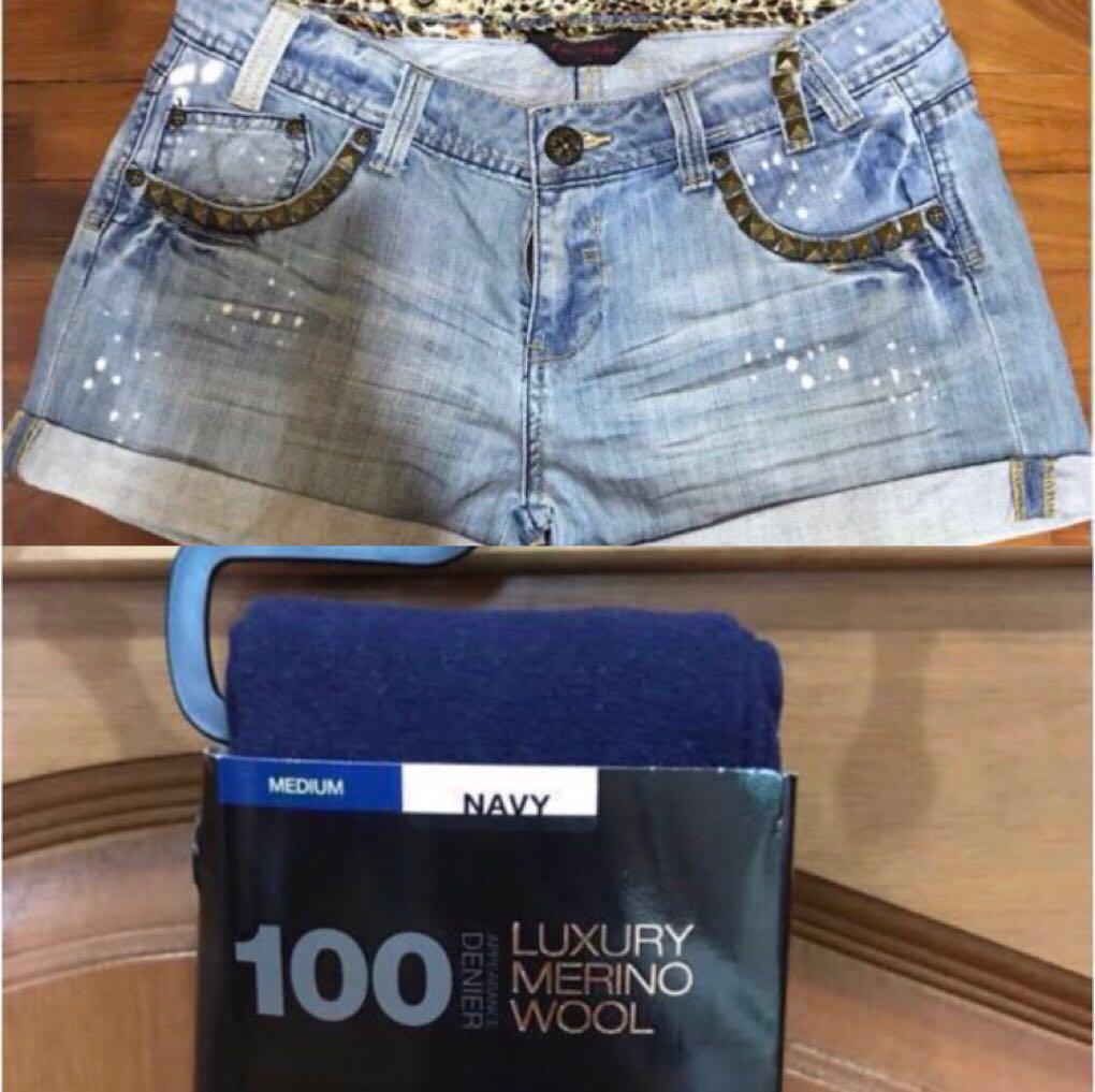 Miss Selfridge Denim Shorts Size10 Marks Spencer Autograph Merino Wool Tights Leggings Medium Navy Both Pieces For 10 Authentic Women S Fashion Clothes Pants Jeans Shorts On Carousell