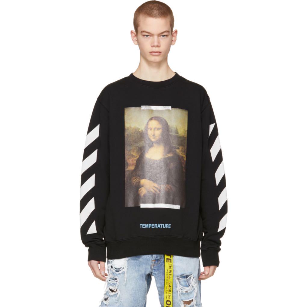 Off White Mona Lisa Sweatshirt Men s Fashion Tops Sets Hoodies on Carousell
