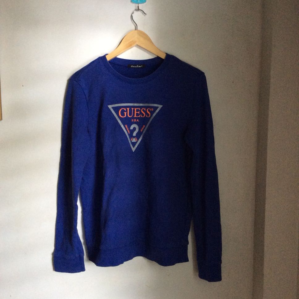 guess blue sweater