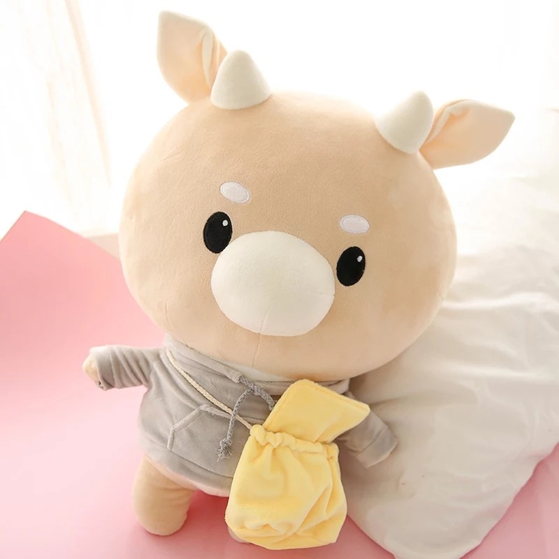 hardworking cow stuffed toy