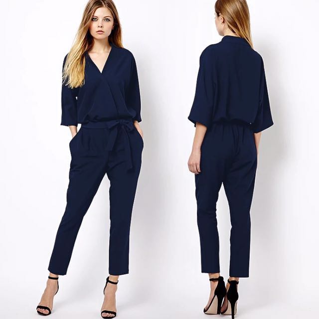 navy blue romper pants