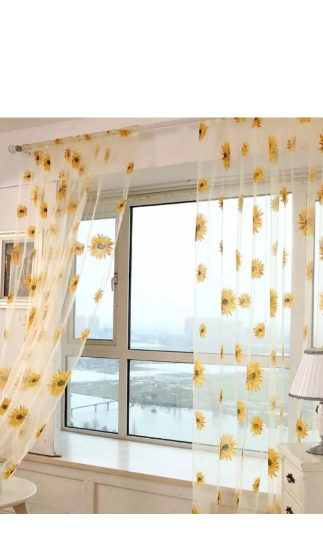 Sunflower Door Window Lined Curtain Yellow 1 M W X 2m L Fit