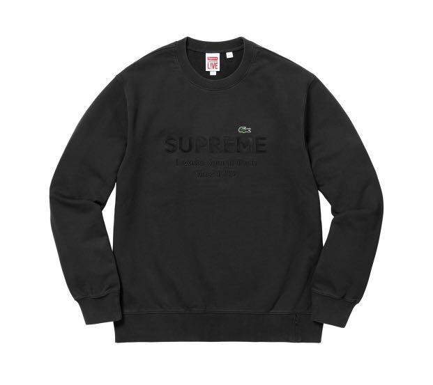 Supreme lacoste crewneck black new arrivals