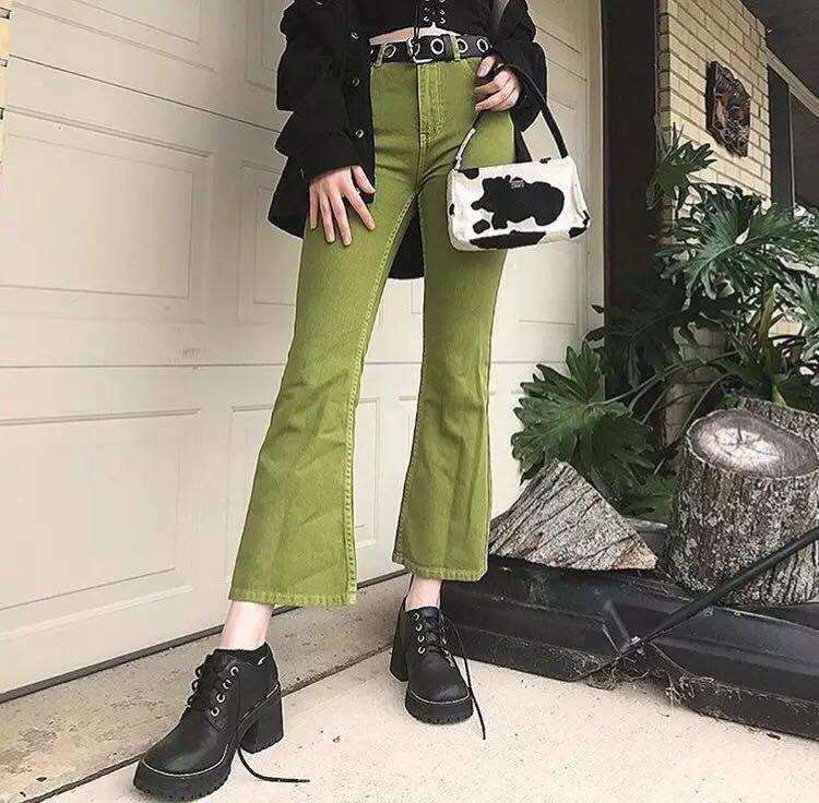 Green bell bottom jeans Outlet