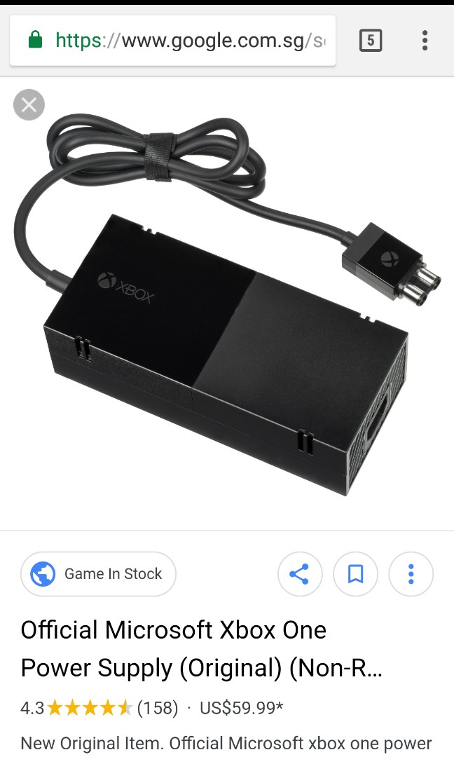 Xbox one authentic Microsoft power brick with 3 pin, Video Gaming