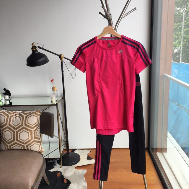 Adidas Climalite Tights T shirt Top Set Men s Fashion