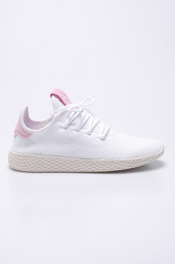 Brand new tennis hu Adidas Pharrell White X Pink Women s Fashion Footwear Sneakers on Carousell