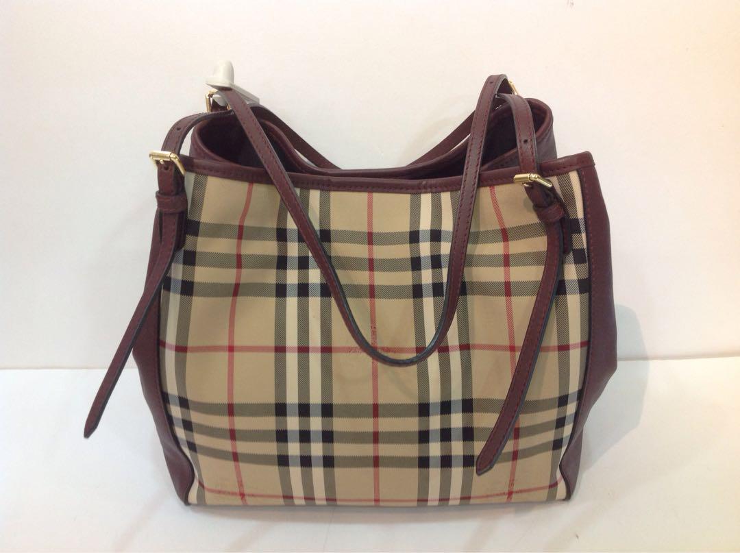 BURBERRY HORSEFERRY CHECK SMALL TOTE BAG, Luxury, Bags & Wallets 