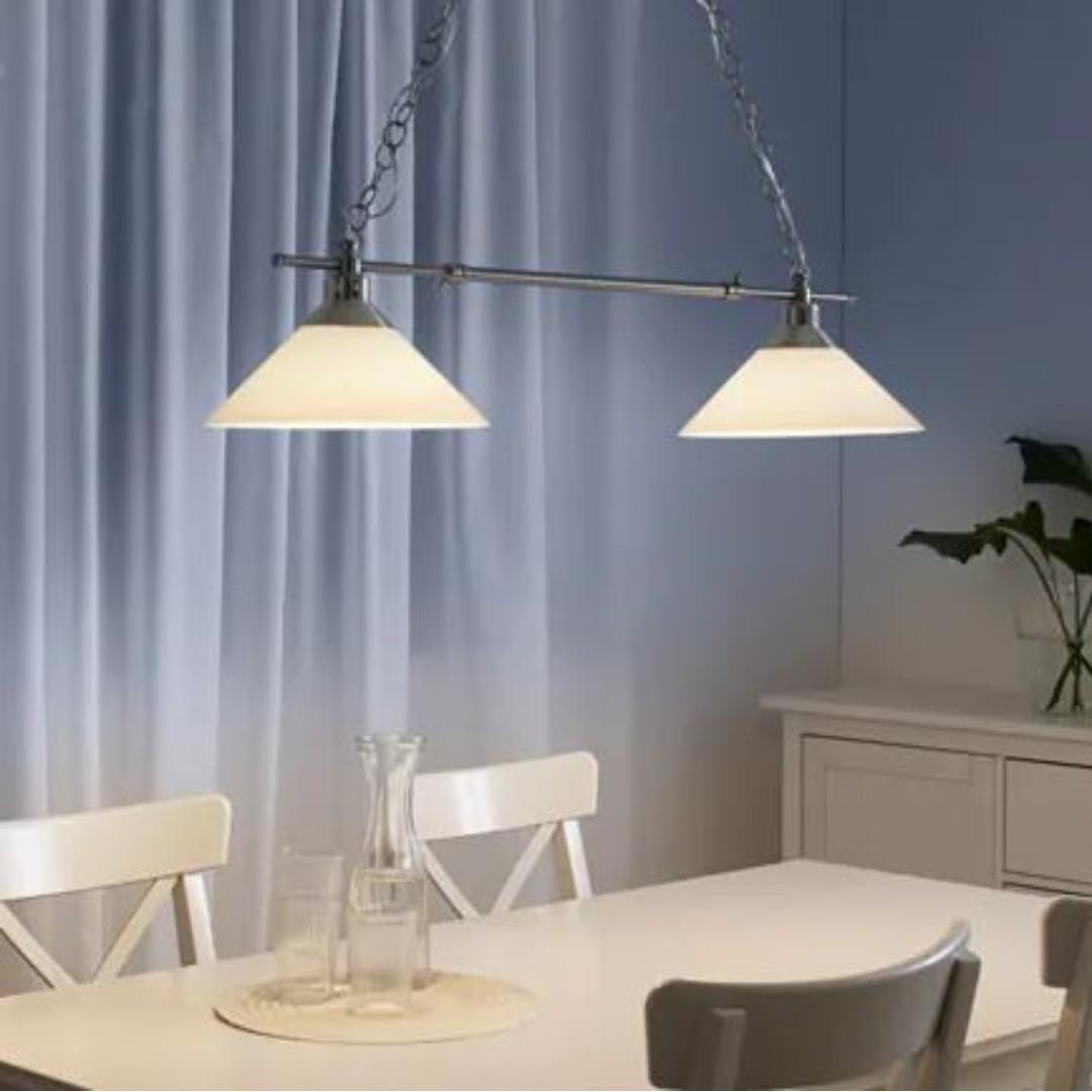 IKEA KROBY Pendant Lampdouble, Nickel Plated, Glass Indoor Lighting