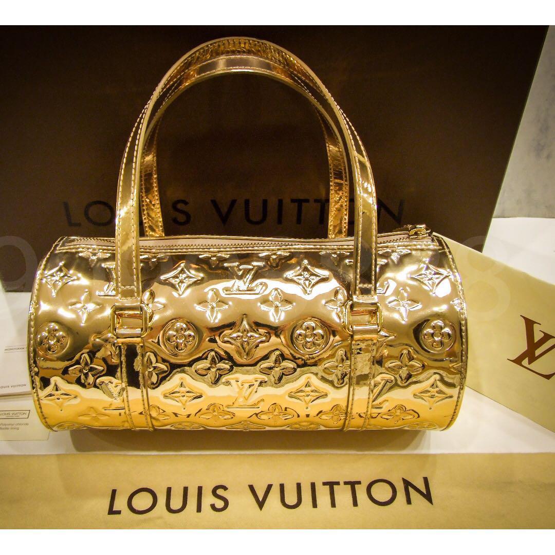 LOUIS VUITTON LV Limited Edition Gold Monogram Miroir Mirror Papillon Bag