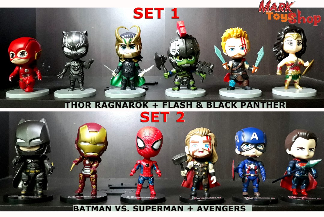 Marvel X Dc Cosbaby K O 6 Piece Set Bobble Head Chibi Toy Figures Collection Toys Games Toys On Carousell
