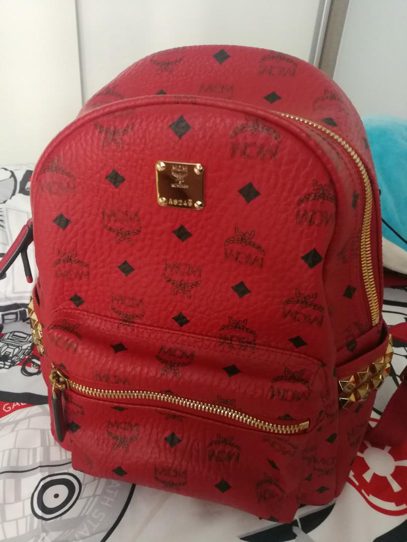 Red mcm bag sale on sale