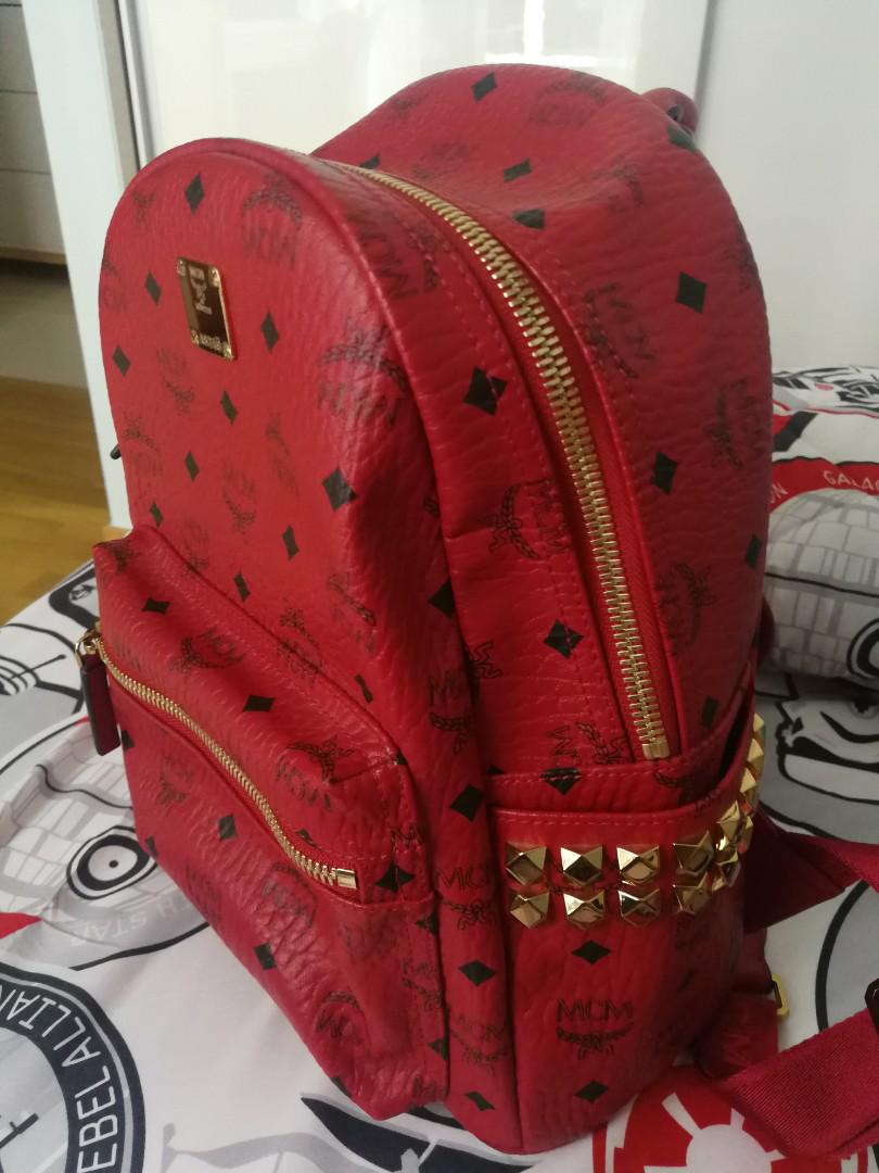 All red on sale mcm backpack