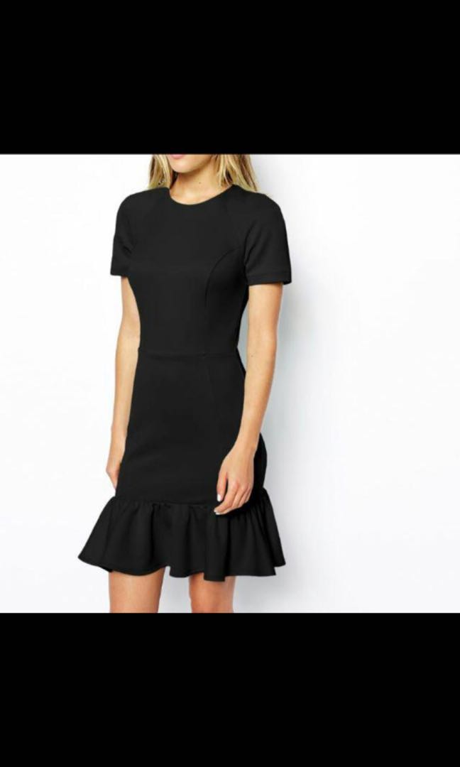 black peplum hem dress