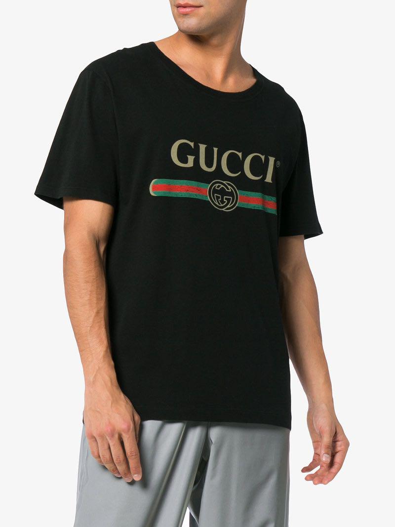 Gucci Gucci Oversized Washed T-shirt With Gucci Logo Black
