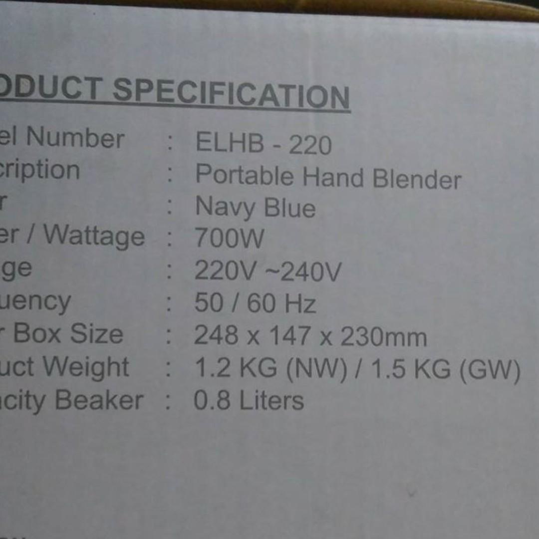 Portable Hand Blender (Lock & Lock), TV & Home Appliances, Kitchen