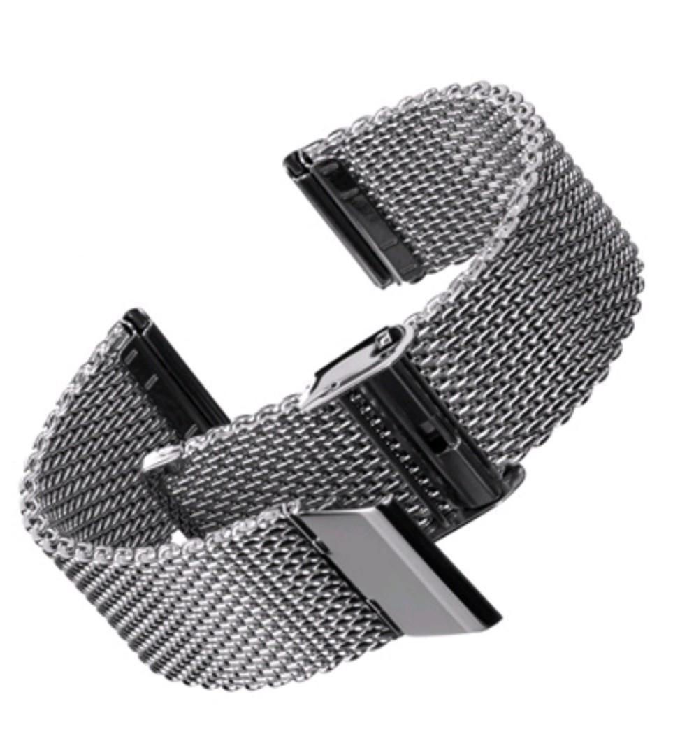 Steel watch band. Steel Mesh Band. Stainless Steel Mesh. Geckota Tapered Solid Mesh Stainless Steel watch Band.