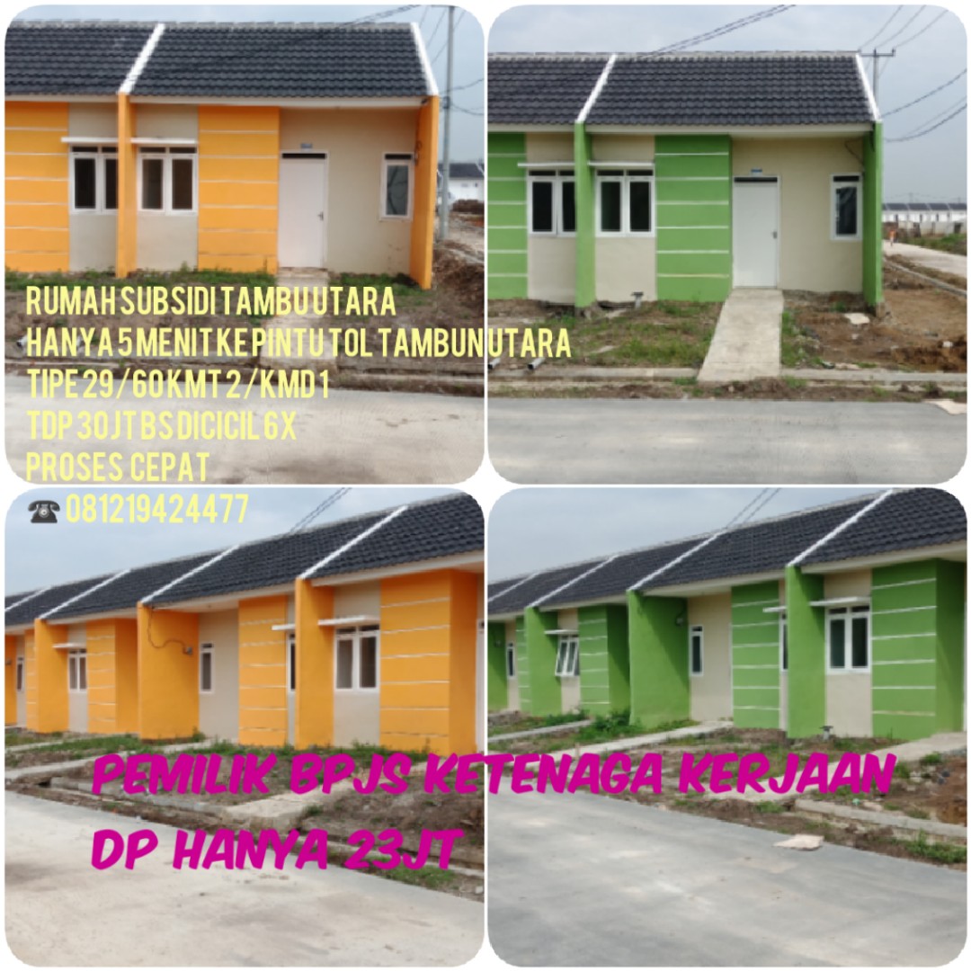 RUMAH SUBSIDI TAMBUN UTARA TIPE 29 60 DP BISA DICICIL Property For