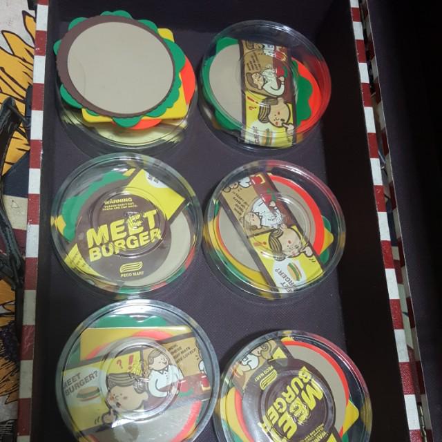 Burger design coaster (Category: Other Kitchen Appliances) located in Quezon City. Submitted by js.authenticlux (Listing ID 177421761, Image 1). Description: Each set consist of 6pcs., 3set for 500. Brandnew in box. Unique burger design. Call txt 09178029692..