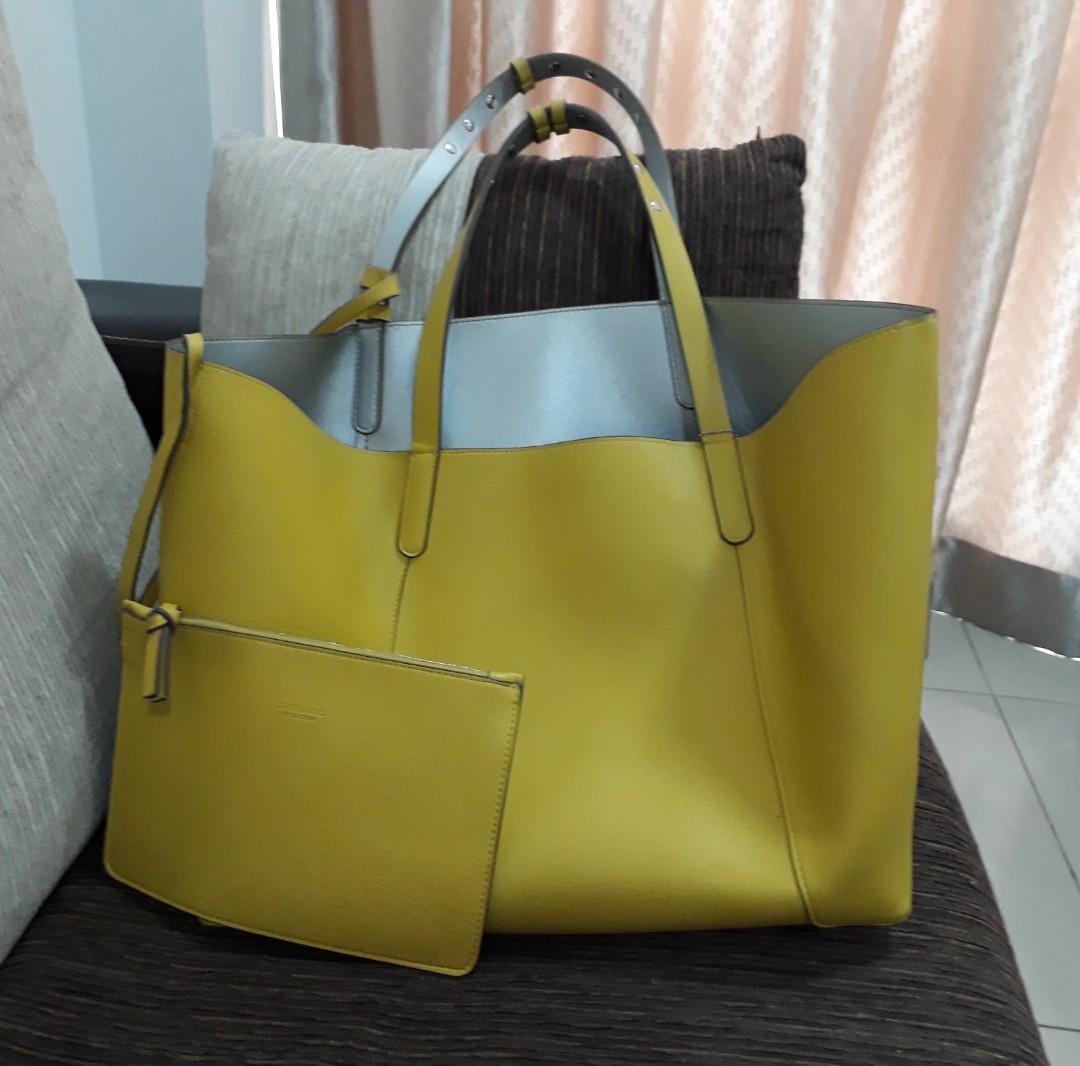 Zara yellow tote 2025 bag