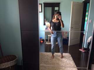 Black and White Hollister Off the Shoulder Top/Shirt