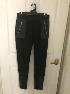 H&M faux leather quilted panel zip leggings