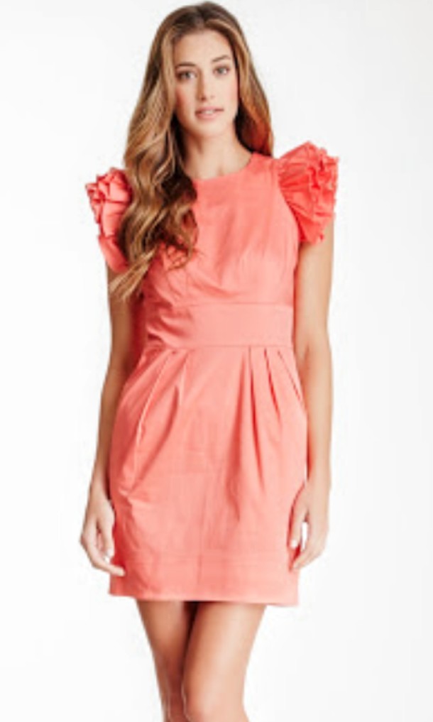 ruffle flutter sleeve dress