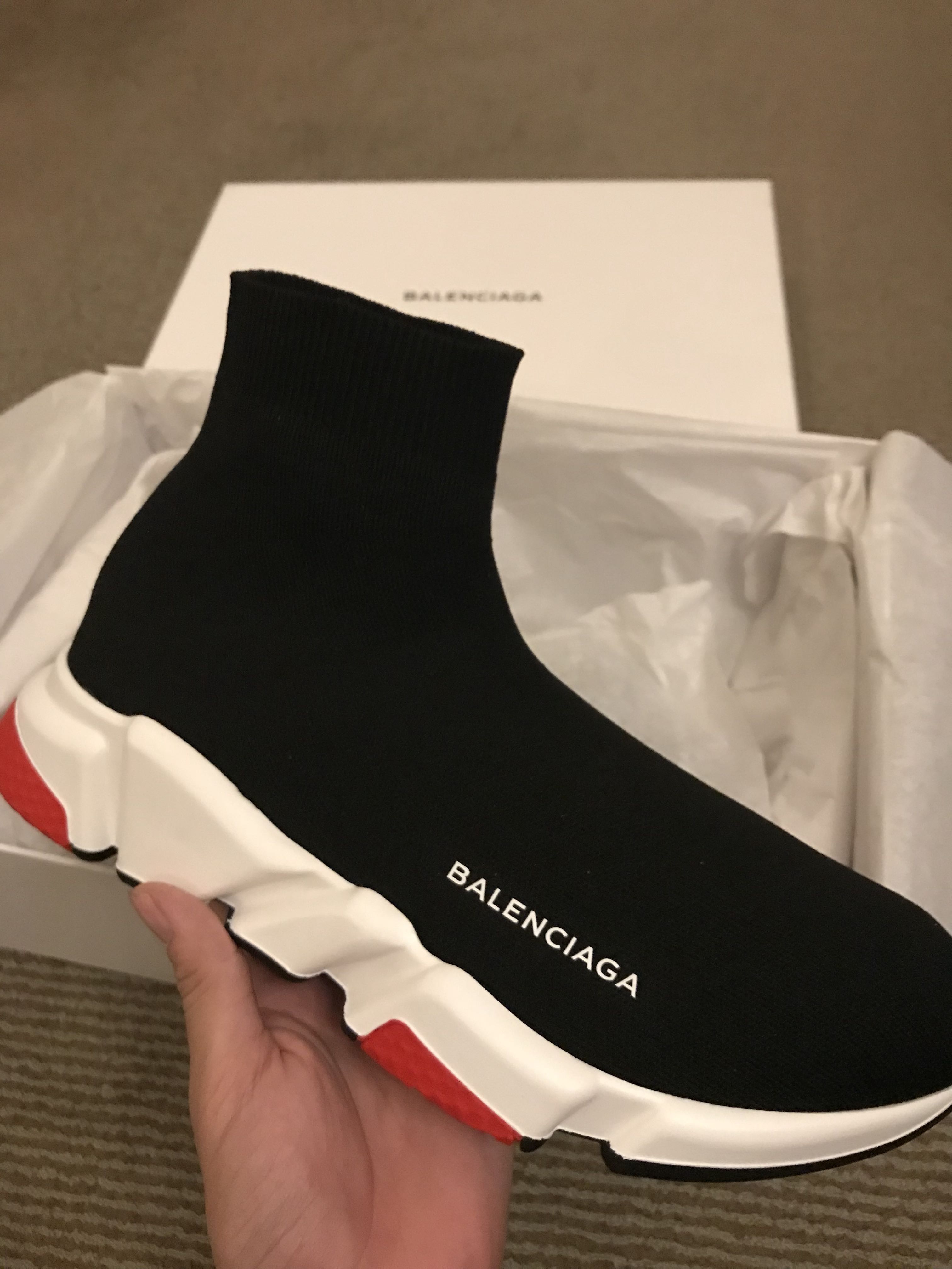 balenciaga speed trainer red and white