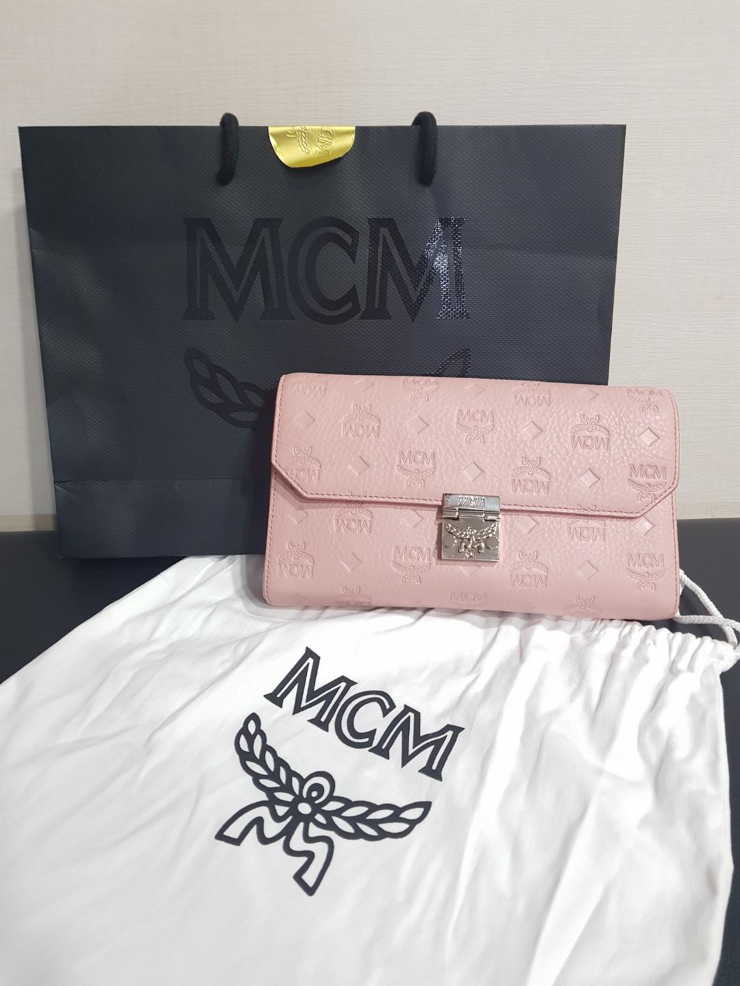 Mcm Medium Pink Blush Millie Monogrammed Leather Flap Crossbody